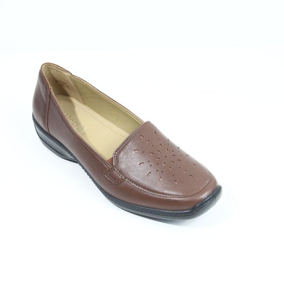 Hotter Topaz Shoes NEW sz 11 Women Leather Loafer Slip on Brown Flat Comfort - Picture 1 of 8
